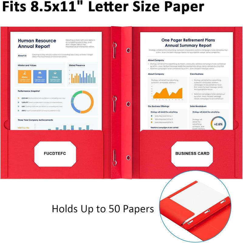 FUCDTEFC 2 Pocket Folders with Prongs, 5 Pack Paper Folders with Pockets and Prongs, File Folders with Fasteners, Heavy Duty Two Pocket 3 Prong Folders for Office School Letter Size, 5 Bright Color - Image 4